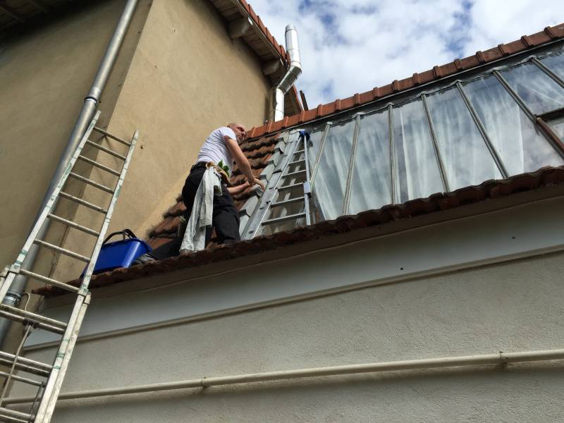 Nettoyage d'une verrière à Fontaines sur Saône